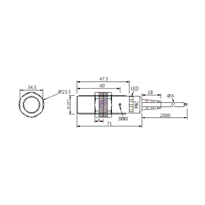 FKC3015-N/15D M12 габариты